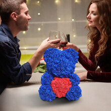 TeashCHAT Kunstrozenbeer Handgemaakte Bloemenbeer, Romantisch Valentijnsdag Decoratief Cadeau M, Woondecoratiecollectie