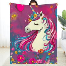 Colorful Unicorn Flannel Blanket, Soft & Warm, 40x50in – for Bed, Sofa, Travel, Camping – Multi-purpose Gift – Compatible with All Ages