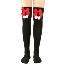 Kerst gestreepte lange kousen met strik, kerstsokken, balsokken, modieuze damessokken, sexy slanke lange sokken, gestreepte kousen, maat 11