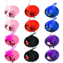 Lot de 12 mini chapeaux fascinateurs pour femme, parfaits pour un goûter – Pinces à cheveux à clipser avec ruban, fleurs, fausse plume et nœud