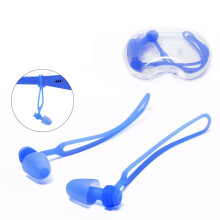 Bouchons d'oreilles de natation réutilisables avec cordon pour adultes (hommes et femmes), bleus