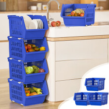 3-Piece Stackable Storage Bins with Wheels Ventilated ABS - Multi-Functional for Kitchen Toys Small Spaces