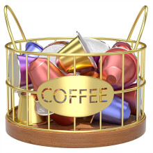 Kaffekapselholder, rustik K-kopholder til disk, opbevaringsorganisator til kaffekapsler til kaffebartilbehør og dekoration (sort-02)