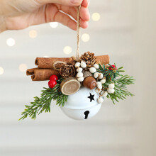 White Metal Christmas Jingle Bells - Hanging Ornaments for Christmas Tree, Home Decor, Festive Holiday Ambiance