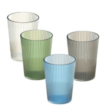 14oz Plastic Tumblers (4pc), Reusable, Stackable, Shatter-Proof, Dishwasher-Safe – Transparent/Blue/Gray/Green
