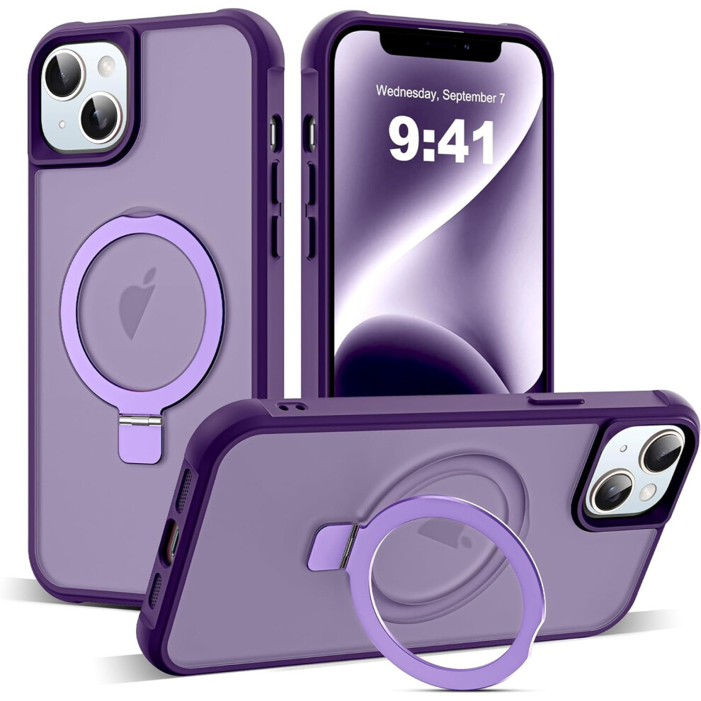 Compatible With Iphone 14 Plus Case: Military-Grade Translucent, Invisible Magnetic O-Ring Stand, Magsafe-Compatible, Great Grip 9028731743837
