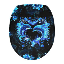Floral Dolphin Toilet Seat Cover – Easy-Clean, Fits Most Lids, Bathroom Decor Accessory
