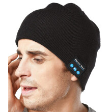 Bluetooth Beanie Hat for Men, V4.2 Wireless Music Hat with HD Speakers, Mic & Rechargeable USB – Black