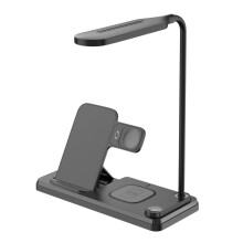 15W Fast Wireless Charging Bedside Table Lamp For Home Office 4 In 1 Multifunction 3 Lighting Modes TouchDesk Light For Bedroom Dorm(U,Plastic)