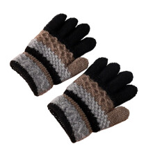 Gloves,1 Pair 3-8 Years Boys Girls Gloves Striped Full Finger Autumn Winter Thicken Warm Knitted Gloves for Student