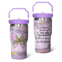 Purple Butterfly 20oz Tumbler with Lid & Straw – Birthday, Thanksgiving, Halloween, Christmas Gift – Compatible with Standard Cup Holders