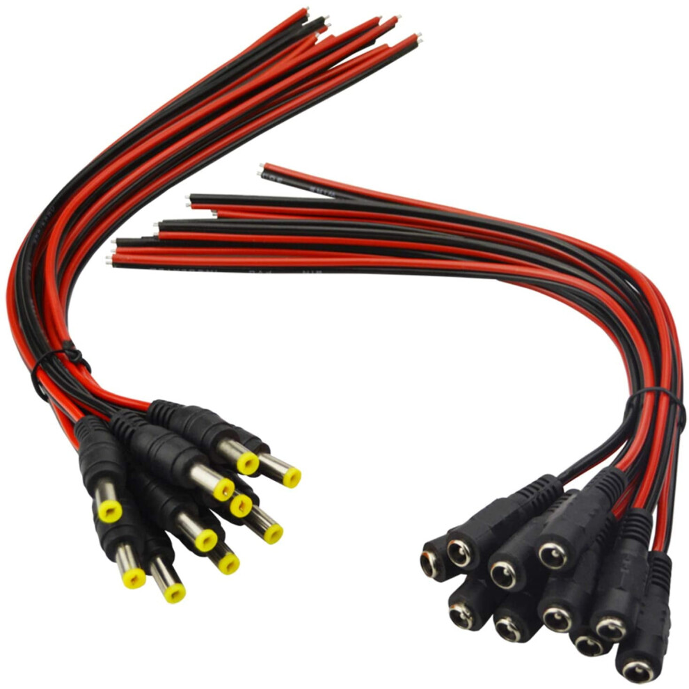 18Awg 30-Pair Dc Pigtail Cable, 12V 5A, 2.1X5.5mm M/F For Cctv & Lighting – Compatible With Security Cameras 9365509176412