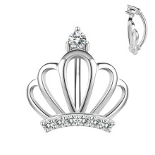 14G 925 Sterling Silver Belly Button Ring CZ Crown Navel Piercing Jewelry for Women