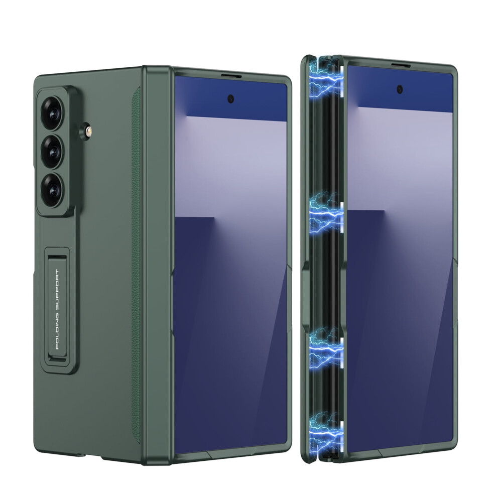 For Galaxy Z Fold 7 Case With Hinge Protection And Kickstand, Shockproof Magnetic Hard Rugged Protective Cover, Darkgreen 9479868011885