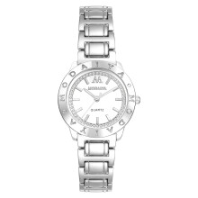 Rond analoog quartzhorloge voor dames: afneembare band, lichtgevende wijzers met streepjesindex en strass-steentjes - geschikt voor casual en