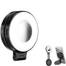 Lumină magnetică selfie Quantifty 3 în 1 pentru telefoane, inel LED reîncărcabil la 360 cu oglindă, compatibilă cu TikTok/video