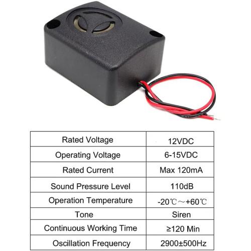 电子压电蜂鸣器 黑色方形外壳 12V 110dB 1个