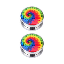 Unisex Punk Tie-Dyed Stainless Steel Ear Plugs 12 mm