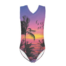 Beach Tree One Piece Swimsuit Girls Sunset Skin-Friendly Swimwear Body Suits for Kids Quick Dry Sleeveless Beach Bathing Suit Size 7-8
