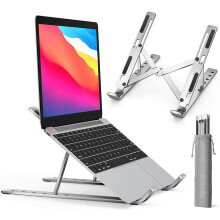 iVoler Laptop Stand – 6-Angle Adjustable Aluminum Riser, Foldable & Portable, Compatible with MacBook, iPad, HP, Dell, Lenovo (10-15.6”)