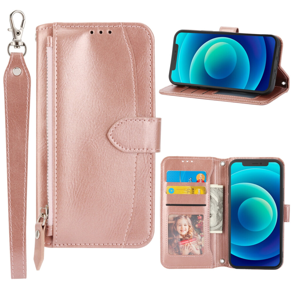 Compatible With Samsung Galaxy A54 5G Wallet Case Â Pu Leather, Tpu Shockproof, Magnetic Closure, Zipper, Kickstand, Card Slots, Detachable Wrist 9479868012950