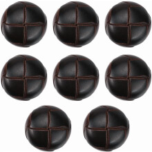 8Pcs 20MM Brown Round Genuine Leather Cover Football Pattern Button Coffee Replacement Metal Shank Decorative Buttons Bulk for DIY Making