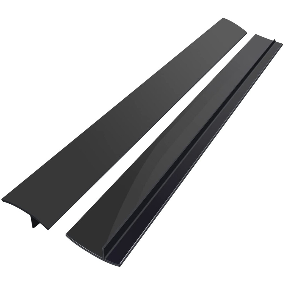 2Pcs Kitchen Silicone Stove Counter Gap Cover, 21 Inch Long & Extra Wide Stove Gap Filler Range Strips, Easy Clean Heat Resistant Gap Guards Black 9365509177792