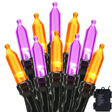 TETOU 33ft 100 LED Halloween Lights, 8 Modes + Timer, Waterproof Indoor/Outdoor String Lights – Orange & Purple