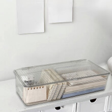 Plastic Totes with Lids for Storage – Transparent Acrylic Organizer for Office, Cosmetics & Masks, 3 Sizes – Compatible with Standard Shelves