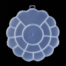 17Grids Contenitori in plastica per perline a forma di fiore, custodia trasparente per perline, 18x18x1,8 cm