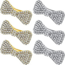 Conjunto de 6 Presilhas de Cabelo com Strass para Mulheres – Laços de Cristal Transparente, Presilhas Tipo Jacaré, Acessórios de Cabelo para