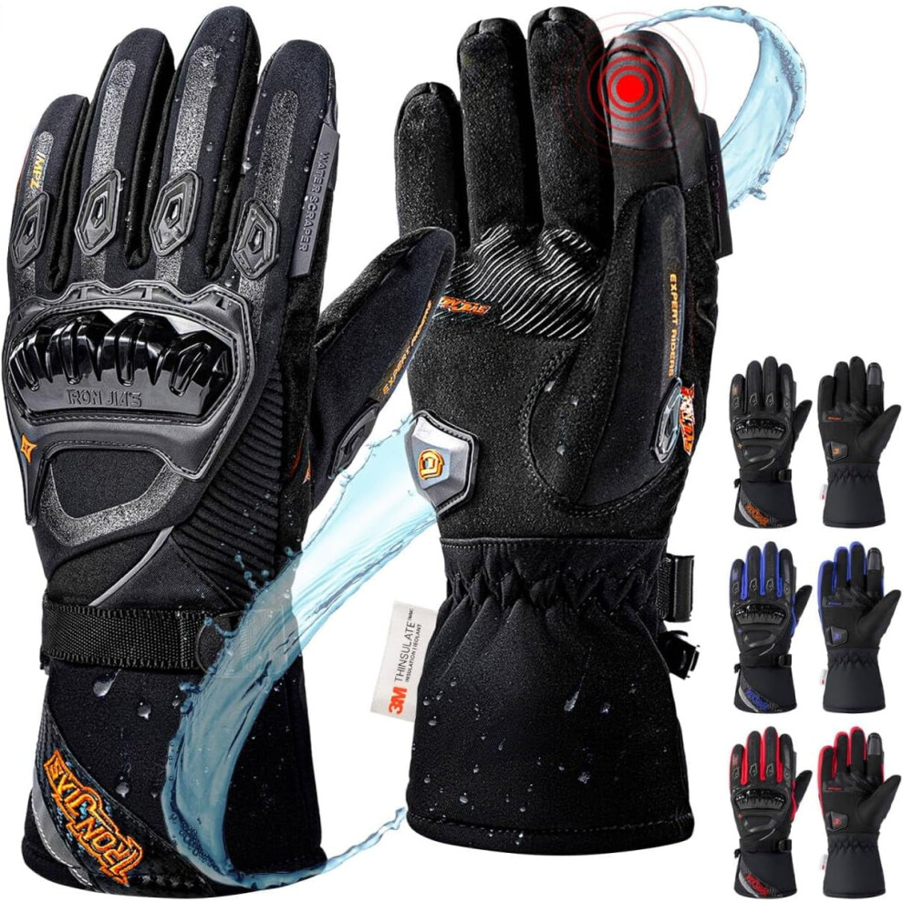 Winter Motorcycle Gloves - Thermal Insulated 1.5X Warmer, Waterproof Windproof, Touchscreen Riding Gloves With Safety Armor & Grs Certified Fabric 9479868097032