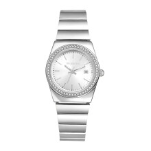 Dame analog kvarts rund klokke: Full imitert diamantkasse Avtakbar rustfritt stålrem Kalendervisning Lysende visere Mote armbåndsur