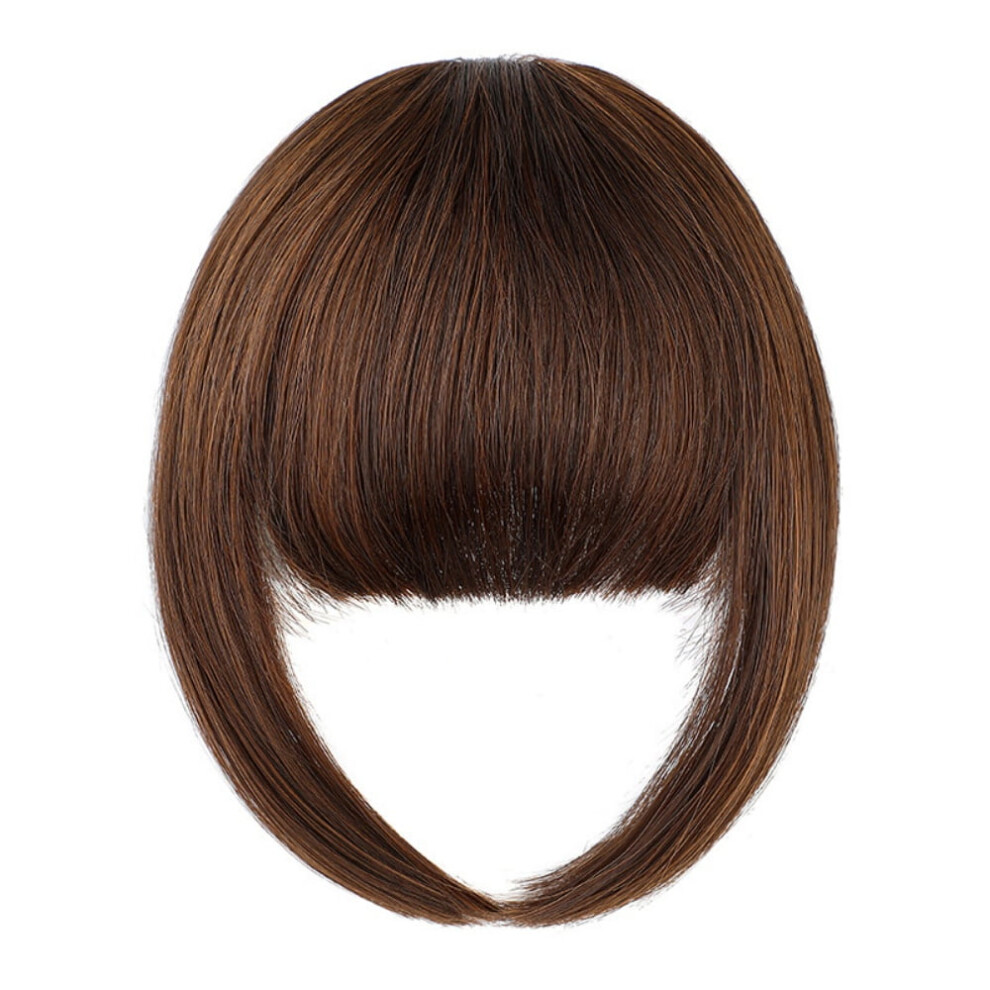 Unisex Red,Brown Clip-In Bangs Real Human Hair, Wispy Fringe, Natural Look, Red Brown Â Compatible With All Hair Types