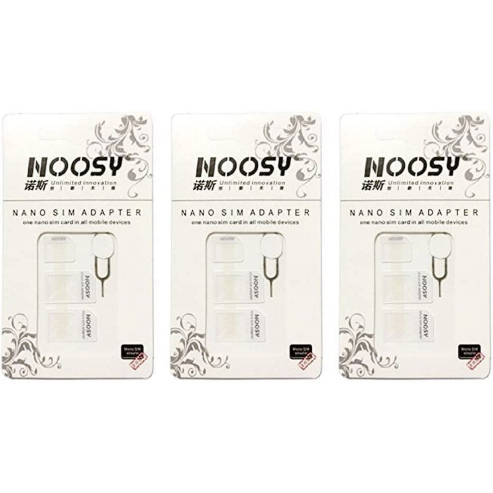 Sim Card Adapter Kit 9-Pack (27 Total Adapters: Nano To Micro, Nano To Regular, Micro To Regular) With Sim Extractor (White) White 9365509176375