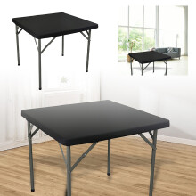 Square Elastic Table Cover, 34x34", Stretchable Polyester, Machine Washable – Compatible with Square Tables