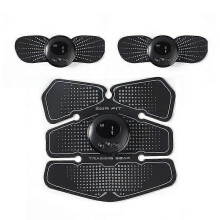 (Black) Abdominal Muscle Abdominal Fitness Instrument Rechargeable Smart Ems Pulse Massager Abdominal Massager