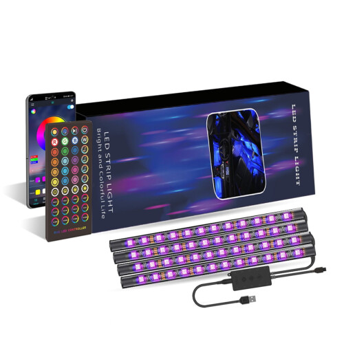 Multi-color Remote Control Light Kit For LED Interior Lights With App Control 4 Car Music Sync LED Light Bars
