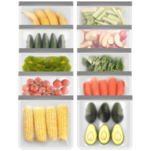 TETOU 10 Pack Reusable Sandwich Freezer Bags Silicone Food Storage Leakproof Bags for Meat Fruit Vegetable Lunch Travel Storage Snack Bags