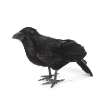 6.7 Inch Halloween Realistic Black Feathered Crow Handmade Stand Crows Ravens for Halloween Decorations