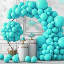 TETOU 129Pcs Teal Blue Latex Balloons Kit (18/12/10/5") for Birthday, Graduation, Baby Shower, Wedding – Compatible with standard inflators