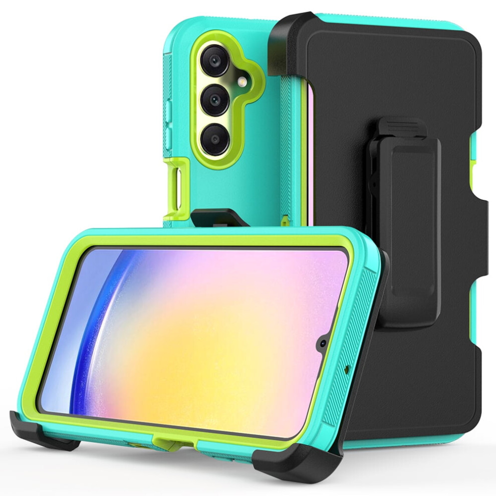 Tashhar Compatible With Samsung Galaxy A25 5G Case Â Military-Grade 3-In-1 Shockproof Armor With Belt Clip, Rugged & Detachable Â + Green/Yellow 9028731027364