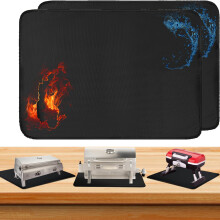 2Pcs Heat Resistant Mat for Air Fryer, Deep Fryer & Toaster Oven – Fireproof Silicone Countertop Protector (18x15", Black)