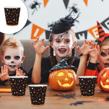 Decoración para fiestas de Halloween, fantasmas, calabazas, vajilla para fiestas, juego de 10 vasos de papel desechables, vasos de papel con forma