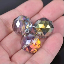 20mm Round Faceted Crystal Glass Loose Crafts Beads Wholesale lot Jewelry Making-#5 Rose Green-5pc