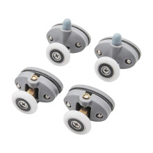 Clearance! Shower Door Rollers (2 Up + 2 Down, 25mm, White) – Plastic Pulleys, Compatible with Standard Shower Doors