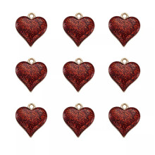 10pcs Zinc Alloy Enamel Heart Pendants Red Mini Smooth Charms Crafting 17x15.5mm