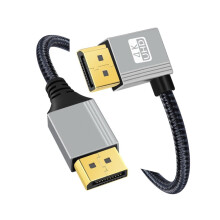 Cable DisplayPort DP a DP en ángulo recto CY200cm, 4K60Hz, funda plateada, Ultra-HD UHD90 grados para monitor de escritorio, portátil y tarjeta