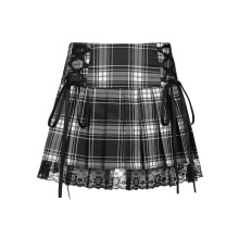Gothic-Faltenrock, personalisierte Karoröcke, Spitzenrock, Kawaii-Bandagenrock