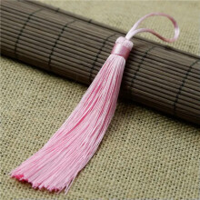 1x Quastenbesatz aus Eisseide, Schlüsselanhänger, Handtaschenanhänger, Schmuckherstellung, DIY, 12 cm, Farbe: 4#, rosa